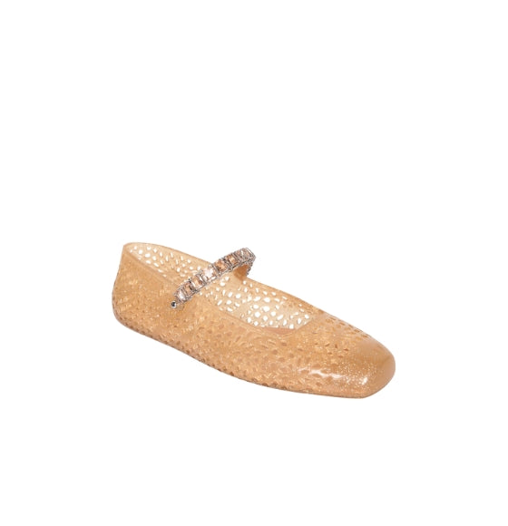 Toffee Beige Crystal-embellished The Jelly Ballerinas
