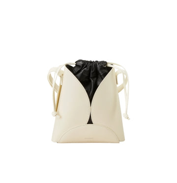 Eggshell White Small Ellipse Curved Cross Body Bag
