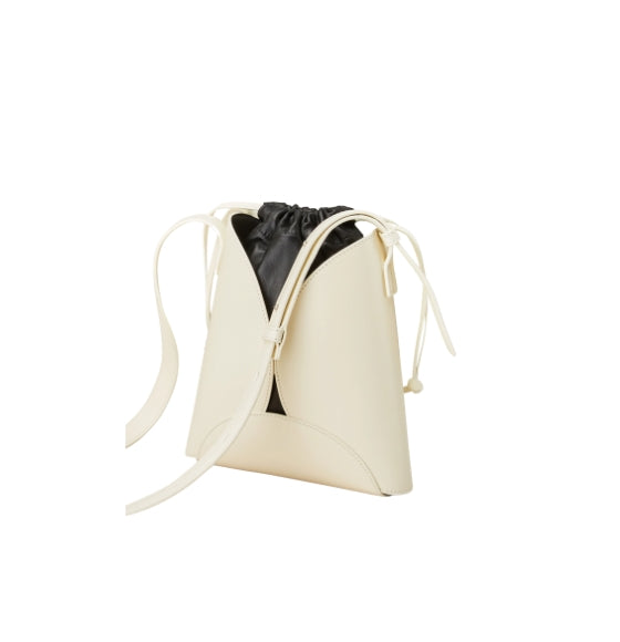 Eggshell White Small Ellipse Curved Cross Body Bag