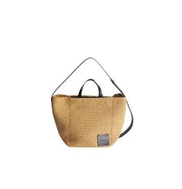Beige Medium Crochet Utility Raffia Handbag