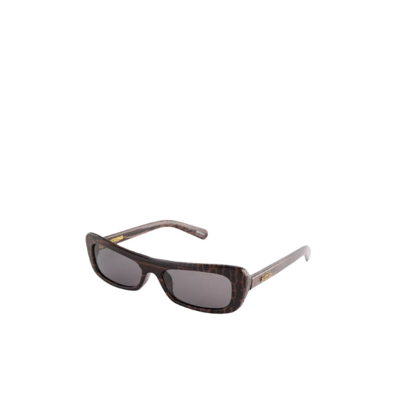 Brown Capri Croc-Embossed Sunglasses