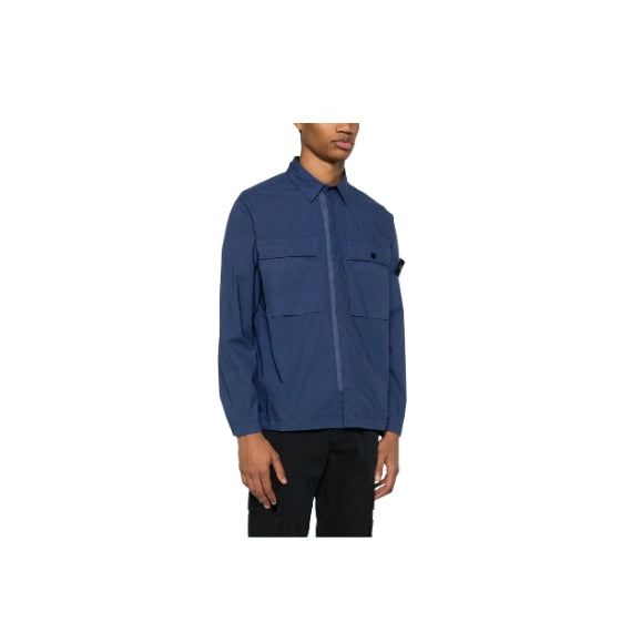 Blue Marine Compass Patch Long sleeved Overshirt Jacket