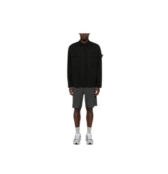 Black Compass Patch Long sleeved Overshirt Jacket