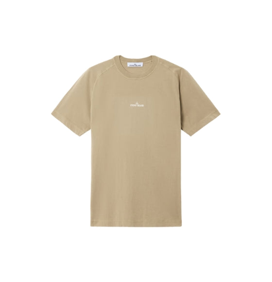 Beige Compass Print Crew Neck T-Shirt