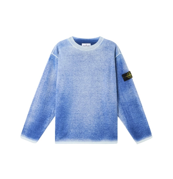 Light Blue Crew Neck Logo Patch Sweater