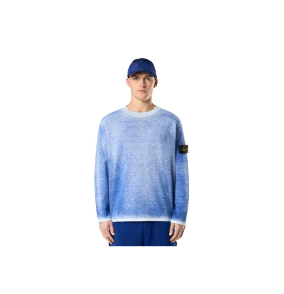 Light Blue Crew Neck Logo Patch Sweater