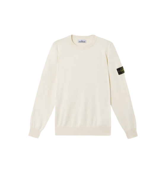 White Crew neck Logo Patch Sweater