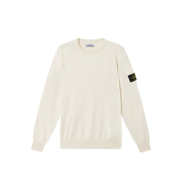 White Crew neck Logo Patch Sweater