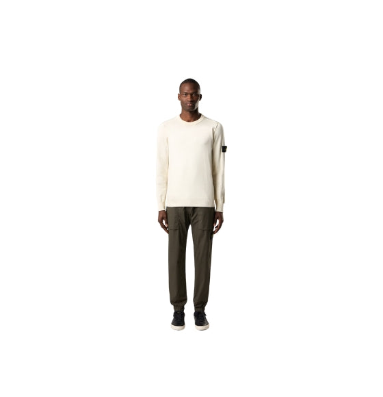 White Crew neck Logo Patch Sweater