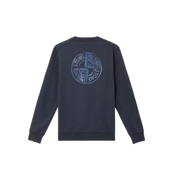 Navy Blue Crew neck Compass Printed Sweatshirt