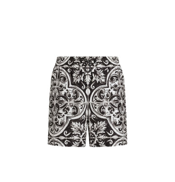 Black Majolica Print Medium Swim Shorts