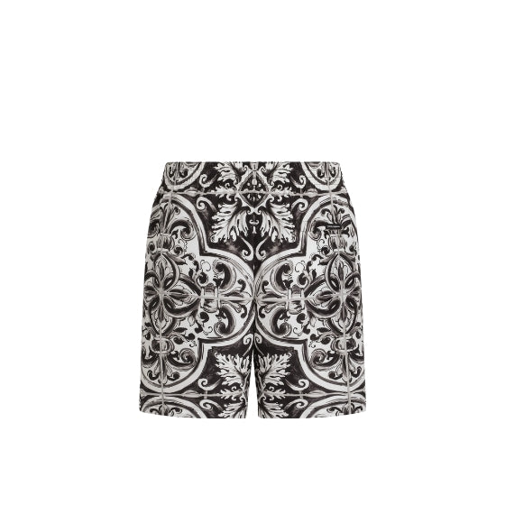 Black Majolica Print Medium Swim Shorts