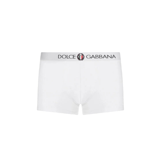 White D&G Italian Crest Logo Waistband Boxers