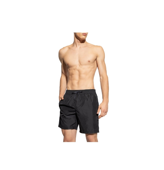 Black Tonal DG Logo Crest Medium Swim Shorts