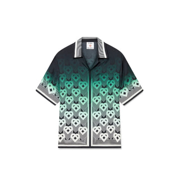 Gradient Green & Black Monogram Silk Shirt