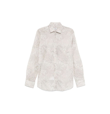 Beige Floral Print Long Sleeved Shirt