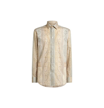 Beige Geomatrical Paisley Printed Long Sleeved Shirt