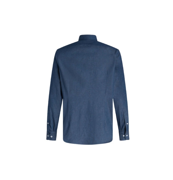 Navy Blue Denim Long Sleeved Shirt