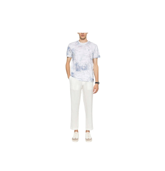 Light Blue Safari Printed Crew Neck T-Shirt