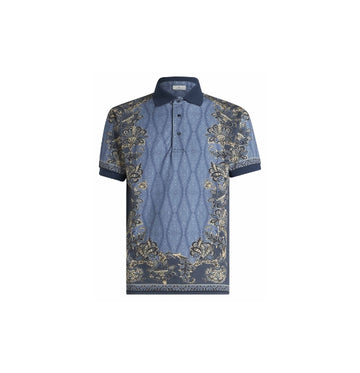 Blue Paisley Printed Polo Shirt