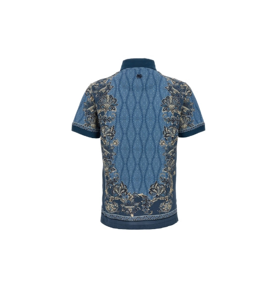 Blue Paisley Printed Polo Shirt