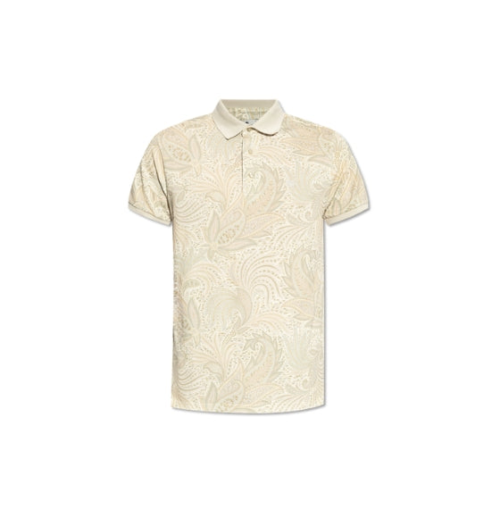 Beige Paisley Print Polo Shirt