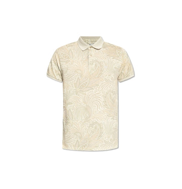 Beige Paisley Print Polo Shirt