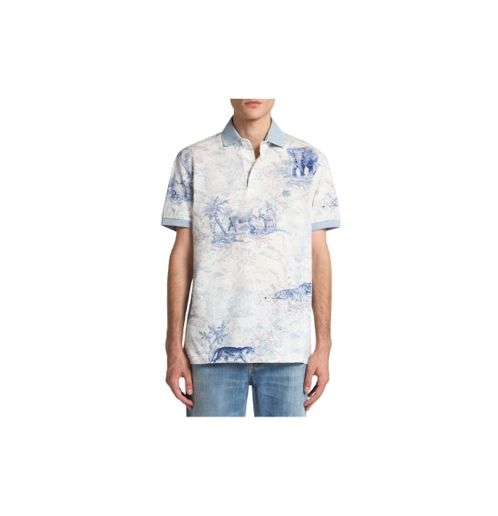 Light Blue Safari Printed Polo Shirt