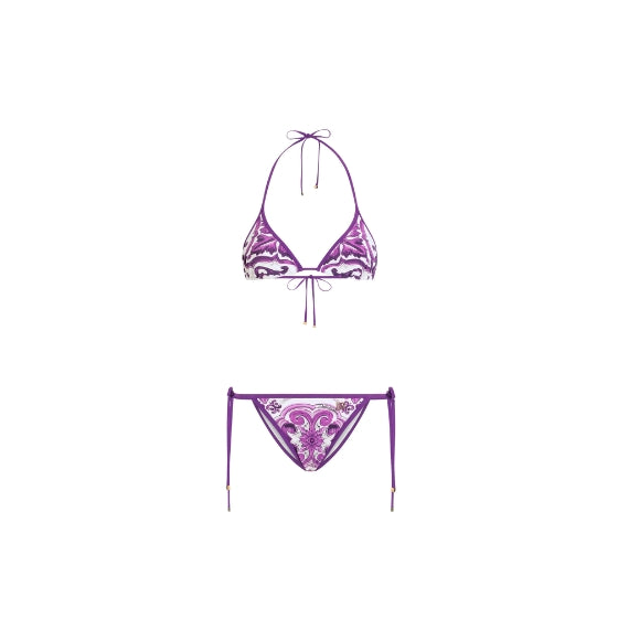 Violet Majolica Print Triangle Classic Bikini