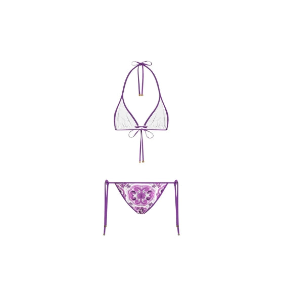 Violet Majolica Print Triangle Classic Bikini