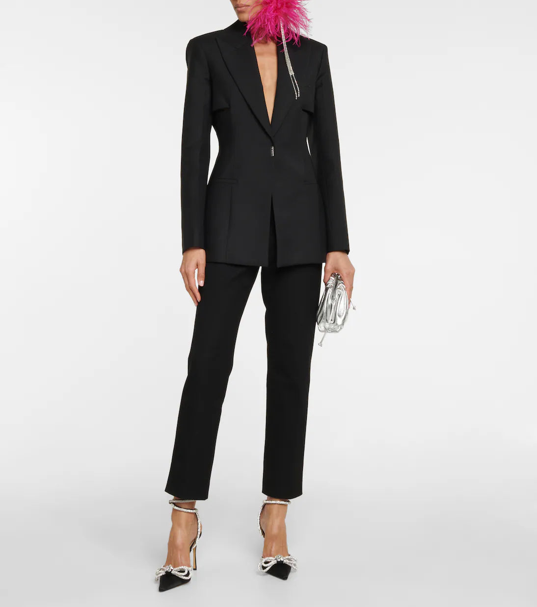 Double Bow Embellished Satin Pumps