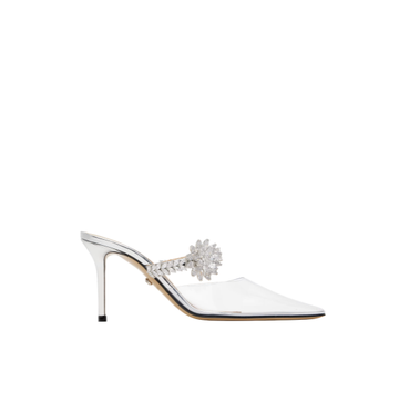 Lotus Flower Jewelled Clear Mules
