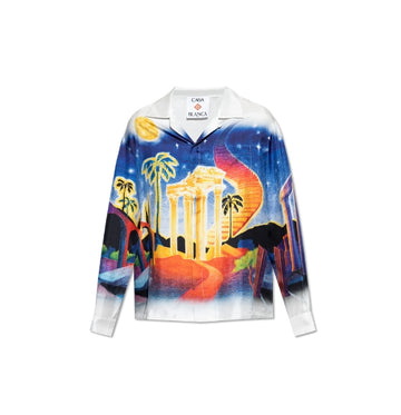 Midnight Acropolis Long Sleeve Silk Shirt