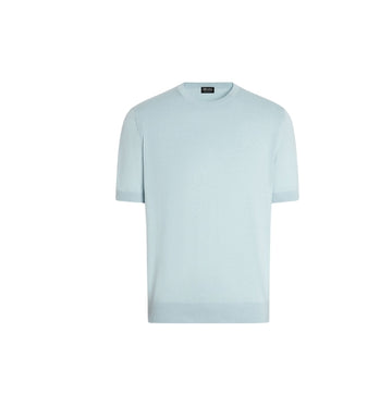 Light Blue Cotton Knitted T-Shirt