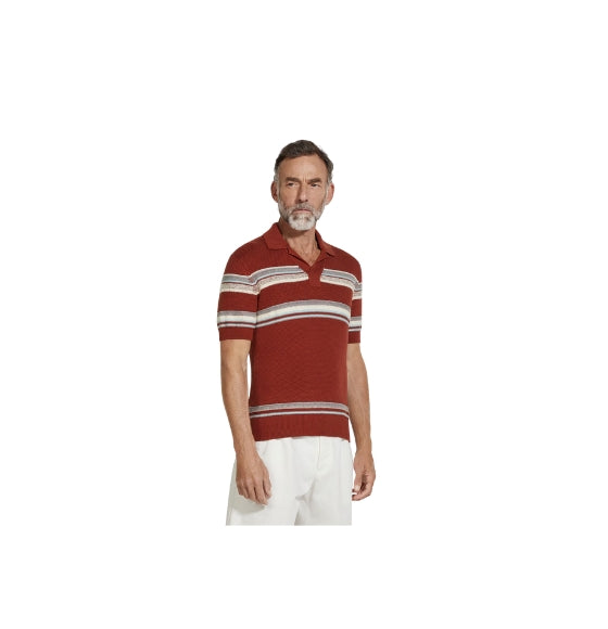 Multicolour Cotton & Silk Jacquard Polo Shirt