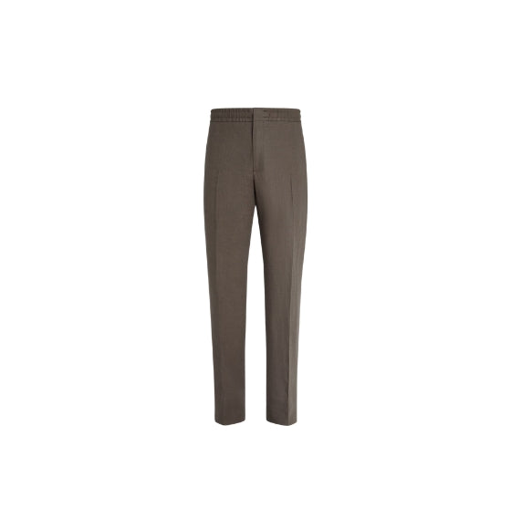 Dark Brown Oasi Linen Tailored Pants