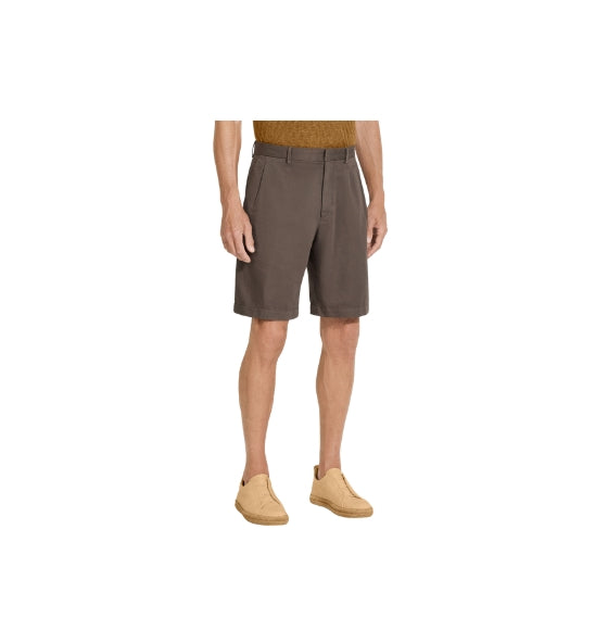Dark Brown Oasi Linen Bermuda Shorts