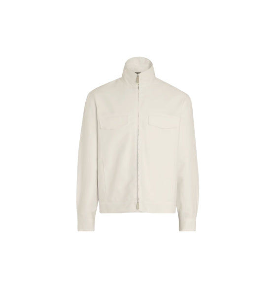 White Crossover Cotton Linen & Silk Overshirt