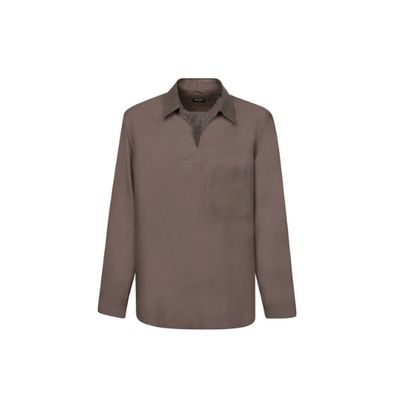 Dark Brown Taupe Linen Shirt