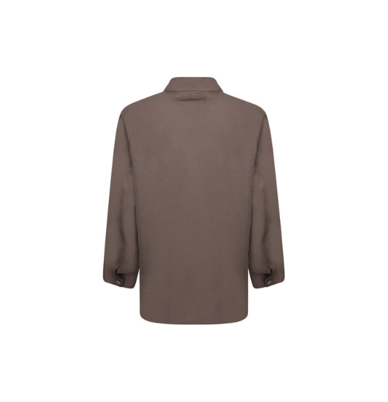 Dark Brown Taupe Linen Shirt