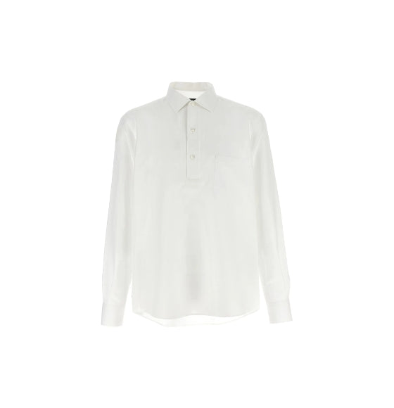 White Long-sleeved Linen Shirt