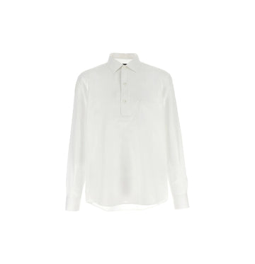 White Long-sleeved Linen Shirt
