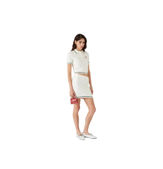 White Cotton Bouclé Polo Shirt