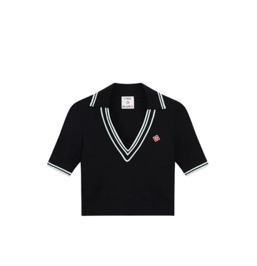 Casablanca Black V-Neck Polo Shirt