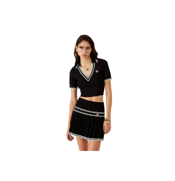 Casablanca Black Pleated Mini Skirt