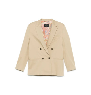 Beige Double-Breasted Blazer