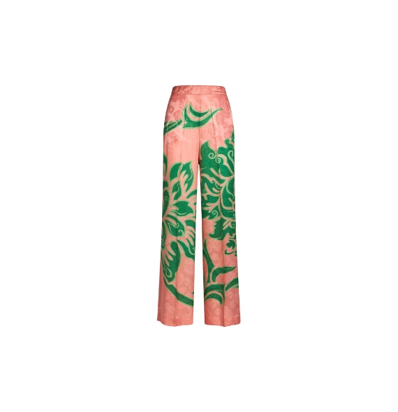 Pink Jacquard Printed Palazzo Trousers