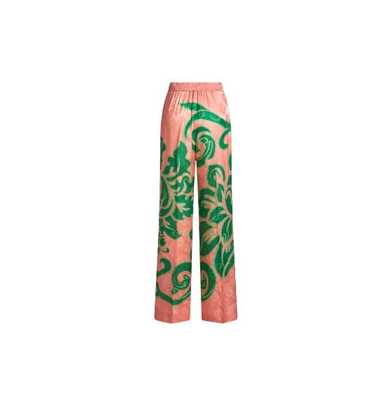 Pink Jacquard Printed Palazzo Trousers