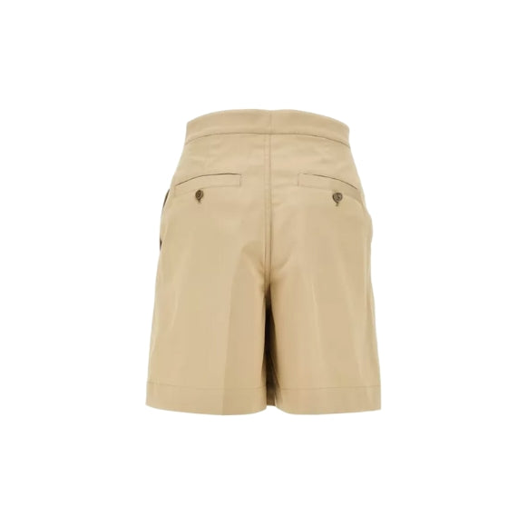 Beige High Waist Button Detailed Shorts