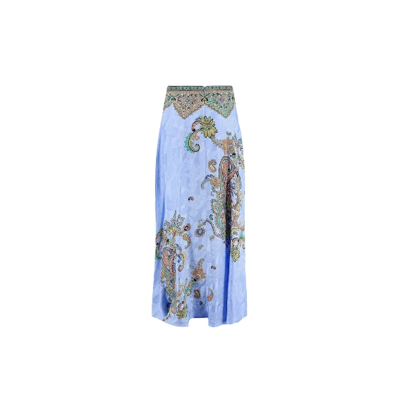 Multicoloured Crepe De chine Long Skirt